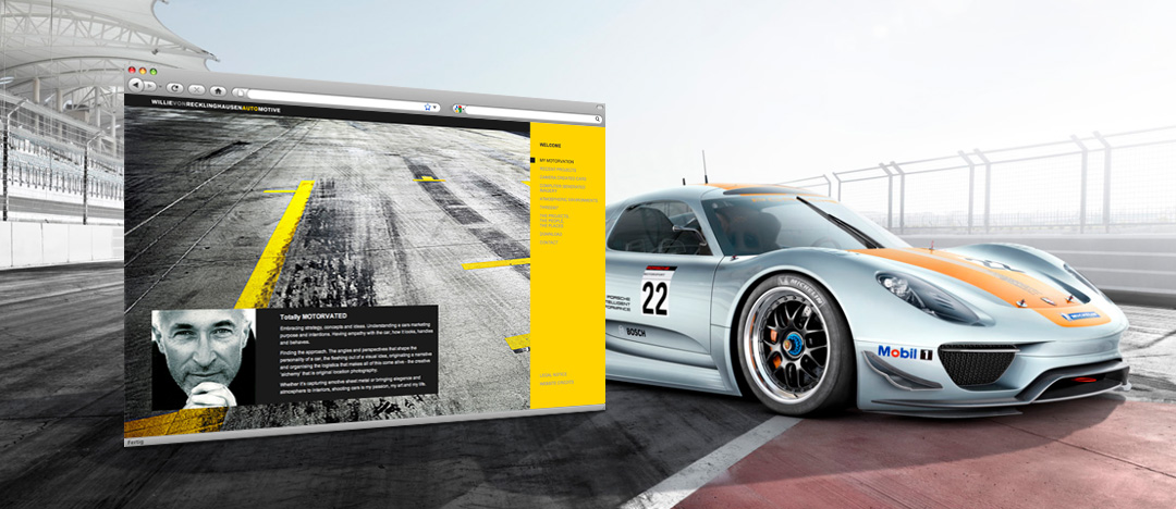 Homepage of the new website from automobile photographer Willie von Recklinghausen