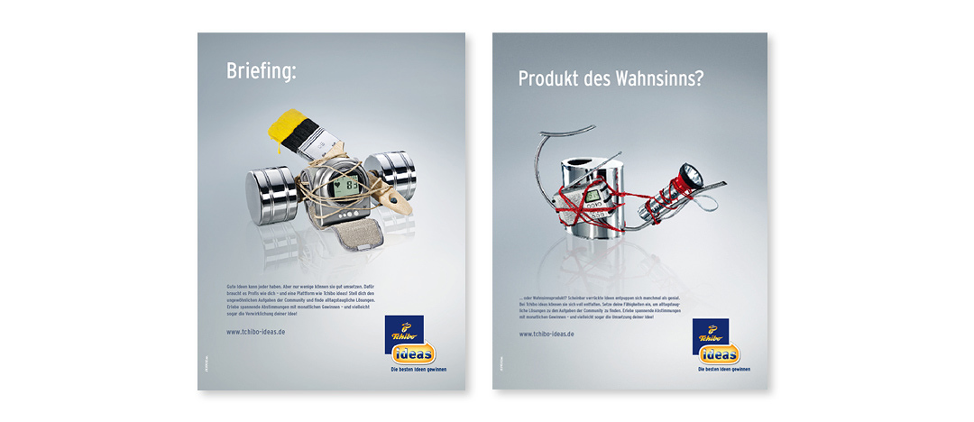 Examples of advertising-posters for the POS, promoting „Tchibo ideas“ in the stores in Germany