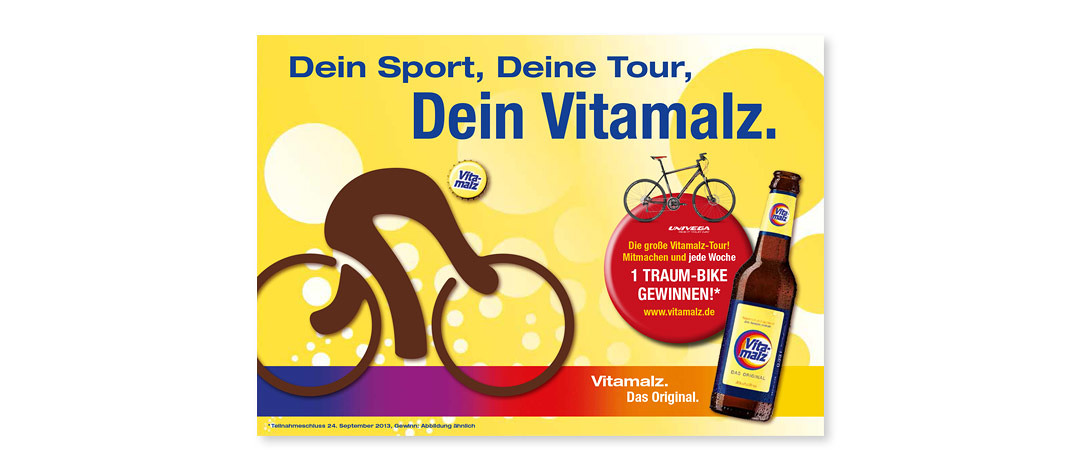 The 18/1 large-scale poster „Dein Sport, deine Tour, dein Vitamalz“ from the advertising-campaign in 2012