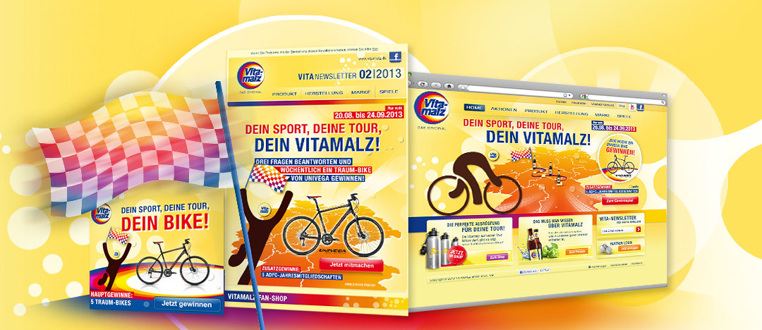 Examples of the online-campaign „Dein Sport, deine Tour, dein Vitamalz“ from the Vitamalz corporate website