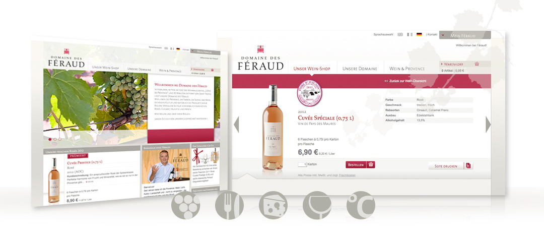 Der Online-Shop auf der Website vom Weingut Féraud aus der Provence