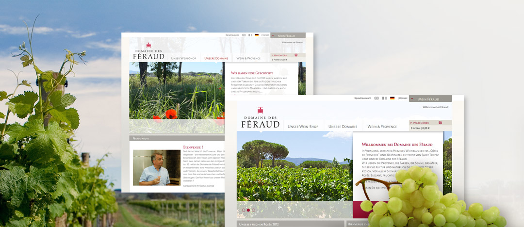 Detailseiten mit Impressionen und interessanten Informationen über das Weingut Féraud aus der Provence