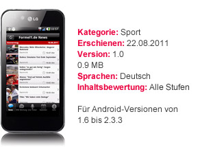 Die erfolgreiche Formel1.de App mit Details zur Android-Version