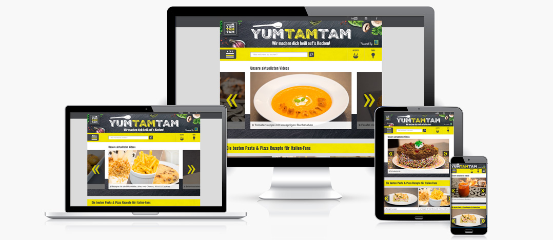 Die EDEKA yumtamtam Website auf Desktop, Laptop, Tablet und Smartphone