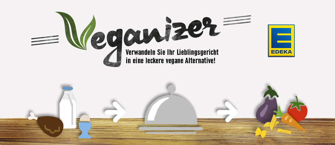 Key-Visual des EDEKA Webspecials Veganizer mit Attila Hildmann von der EDEKA Website aus dem Jahr 2015